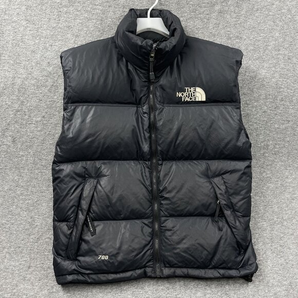 The North Face 700 Goose Down Puffer Vest Black Hideaway Hood Women's Medium - Picture 2 of 16